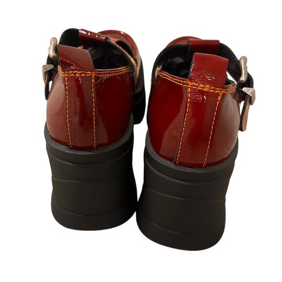 Free People Mayla T-Strap Patent Mary Jane Platform Pumps Burgundy, size 9 - Picture 8 of 9